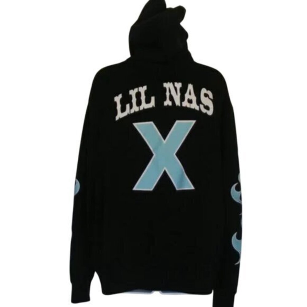 LIL NAS X Hoodie, M, H&M/Divided, Black, Panini, Pullover, 1 pocket, Sweatshirt